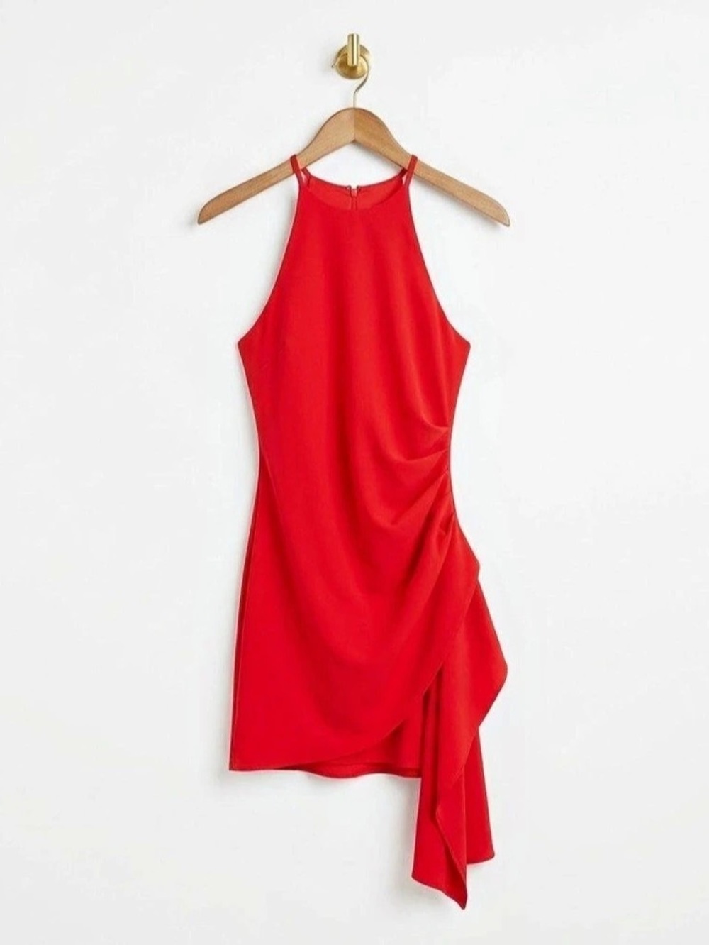 Badgley Mischka Women's Red Dress Red Asymmetrical Mini Dress Like New